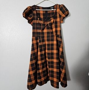 Collectif Pinup Cottin Plaid Dress Sz L